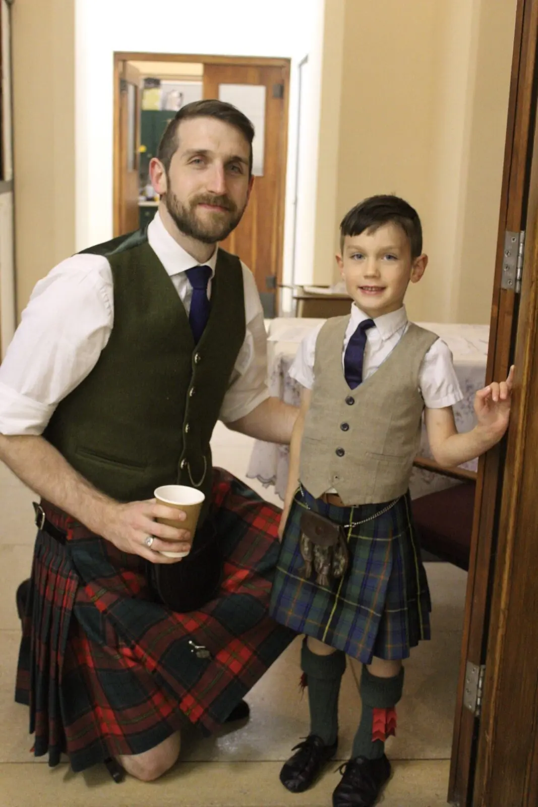 Father and son in kilts