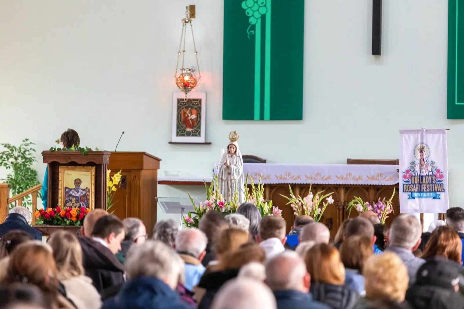 Our Lady of Fatima at the altar