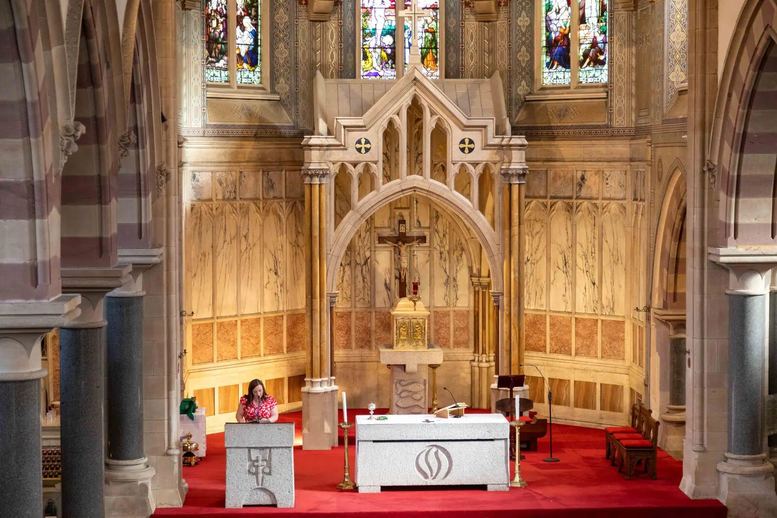 Church altar with reader